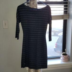 Express black/gray sequined shift dress
